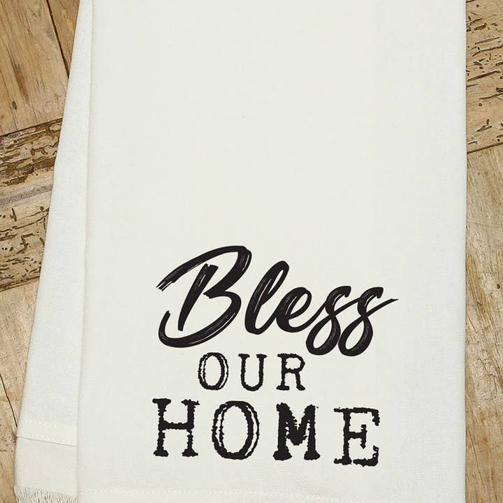 Bless our home / (MS Natural) Kitchen Tea Towel for wholesale by Second Nature by Hand