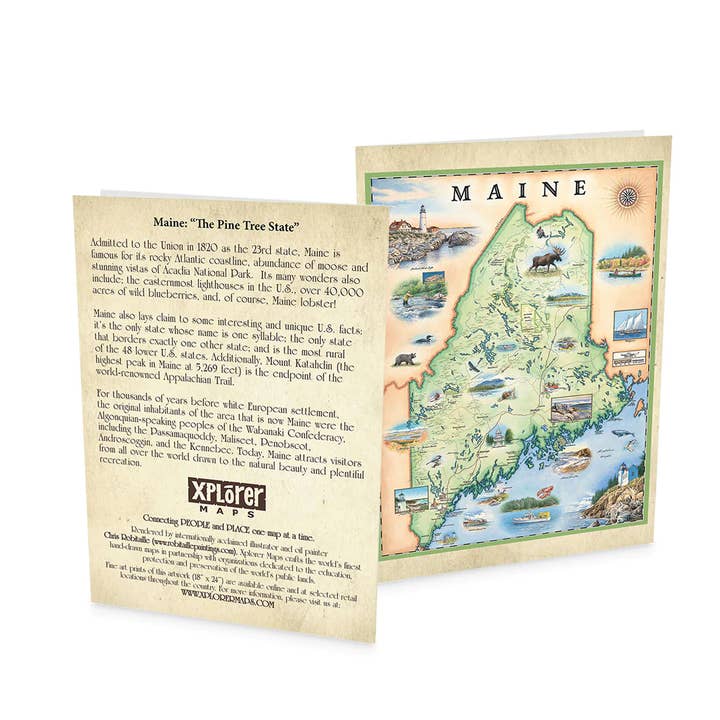 Maine State Map Notecard - Blank for wholesale by XPLORER MAPS