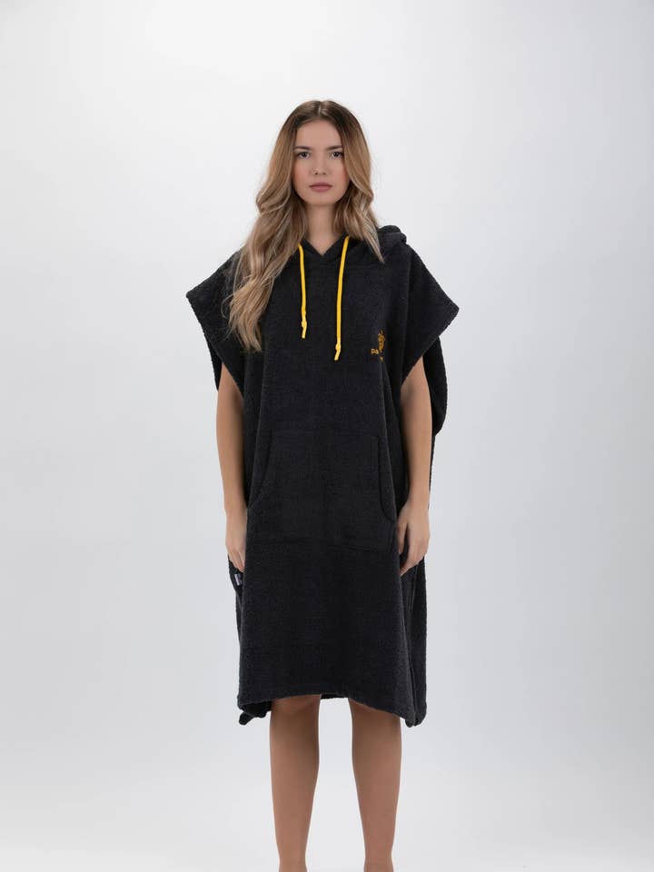 Poncho Surf Cinza Escuro -Tamanho Médio - Algodão - Sem mangas for wholesale by PACIFIQUE SUD