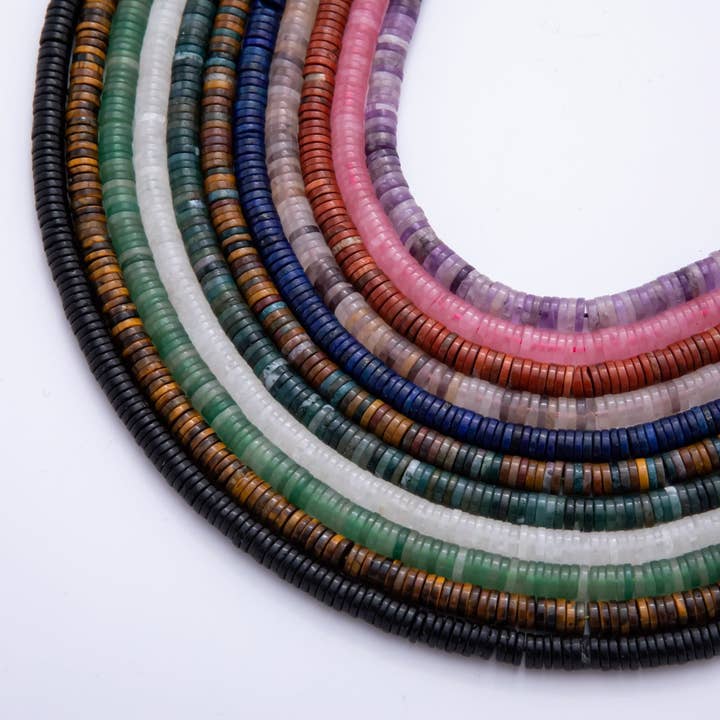 Natural Gemstone Heishi Beads 6mm x 1.5mm Flat Disc Coin Beads Strand Finding | WA-A3598 - WA-A3608 for wholesale by Aim Eternal