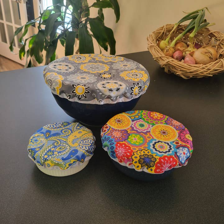 Made In Habersham - Wholesale Food Storage Wrap/Bag - Cotton Fabric Bowl & Jar Covers Try It Pack3