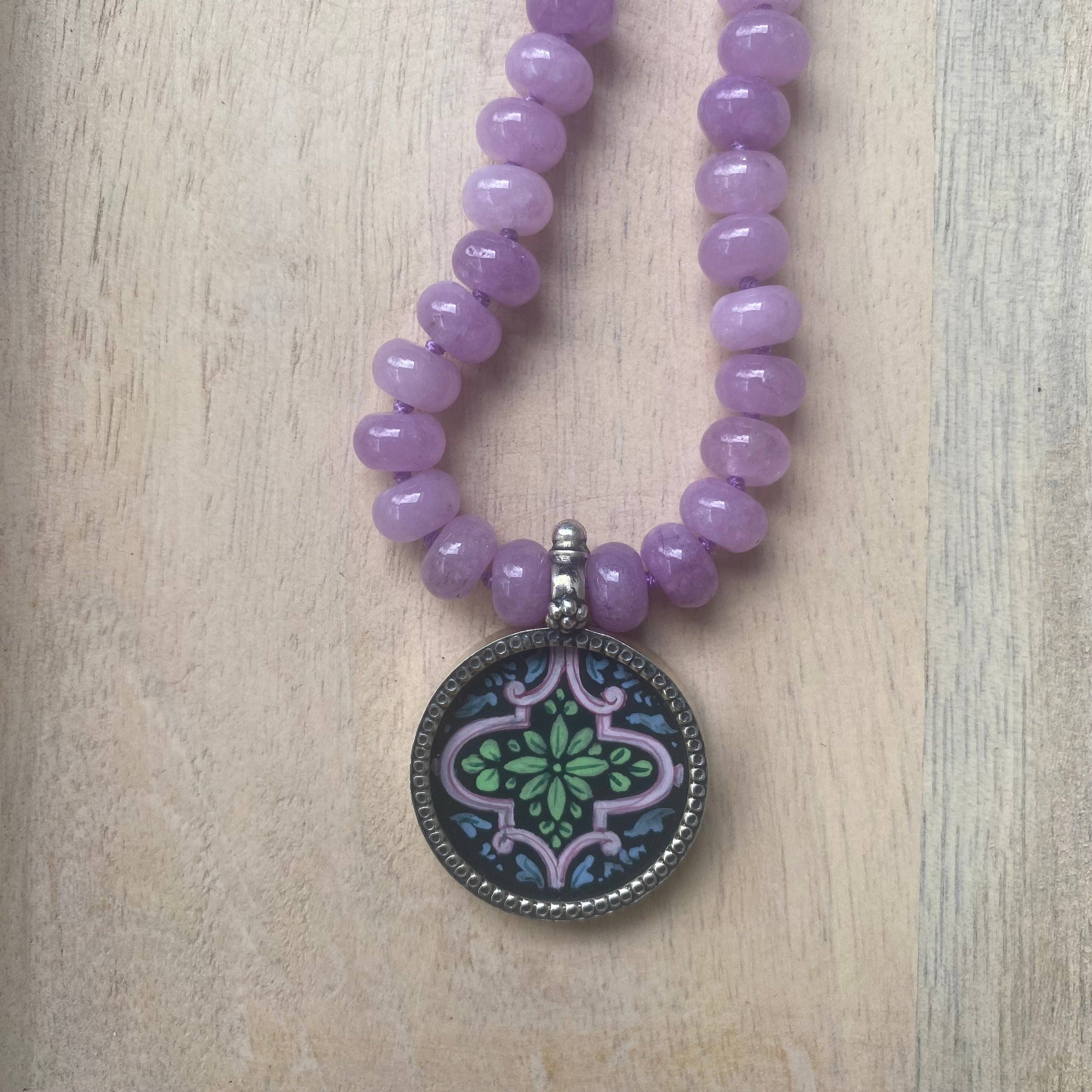 Jen Stock Mindful Designs - Wholesale Pendant/Charm Necklace - Block Print Beaded Necklaces6
