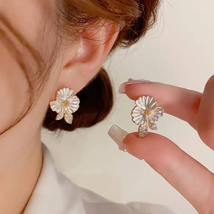 Flower Plating Inlay Copper Zircon 14k earring wholesale for wholesale by Gooddiy