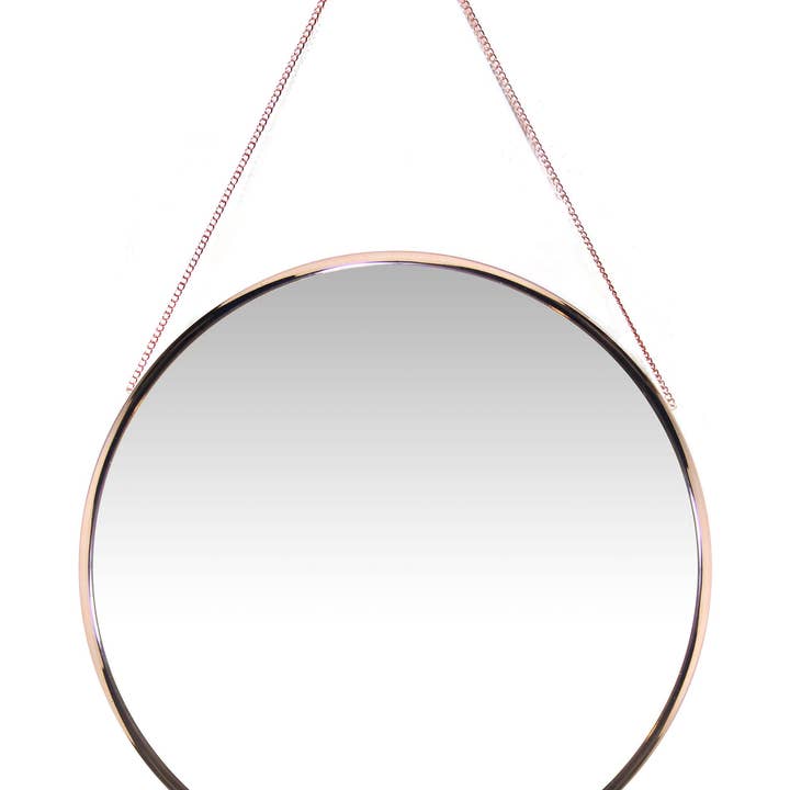 Modern Glam Round Rose Gold Wall Décor Mirror 17.5 Inch for wholesale by Infinity Instruments