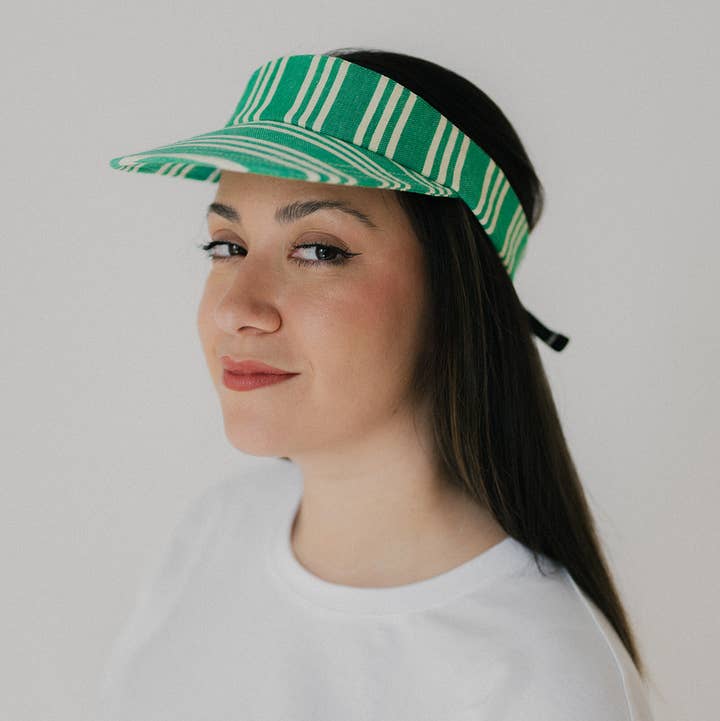 Nuevemi - Wholesale Visor - Women's - GREEN STRIPED VISOR0