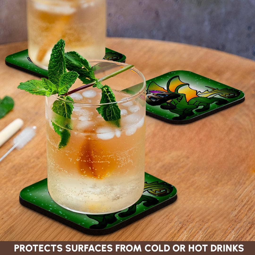 3dRose - Wholesale Coasters - 3dRose, Image of Cartoon Beautiful Chinese Dragon Smoking A Pipe, Coaster9