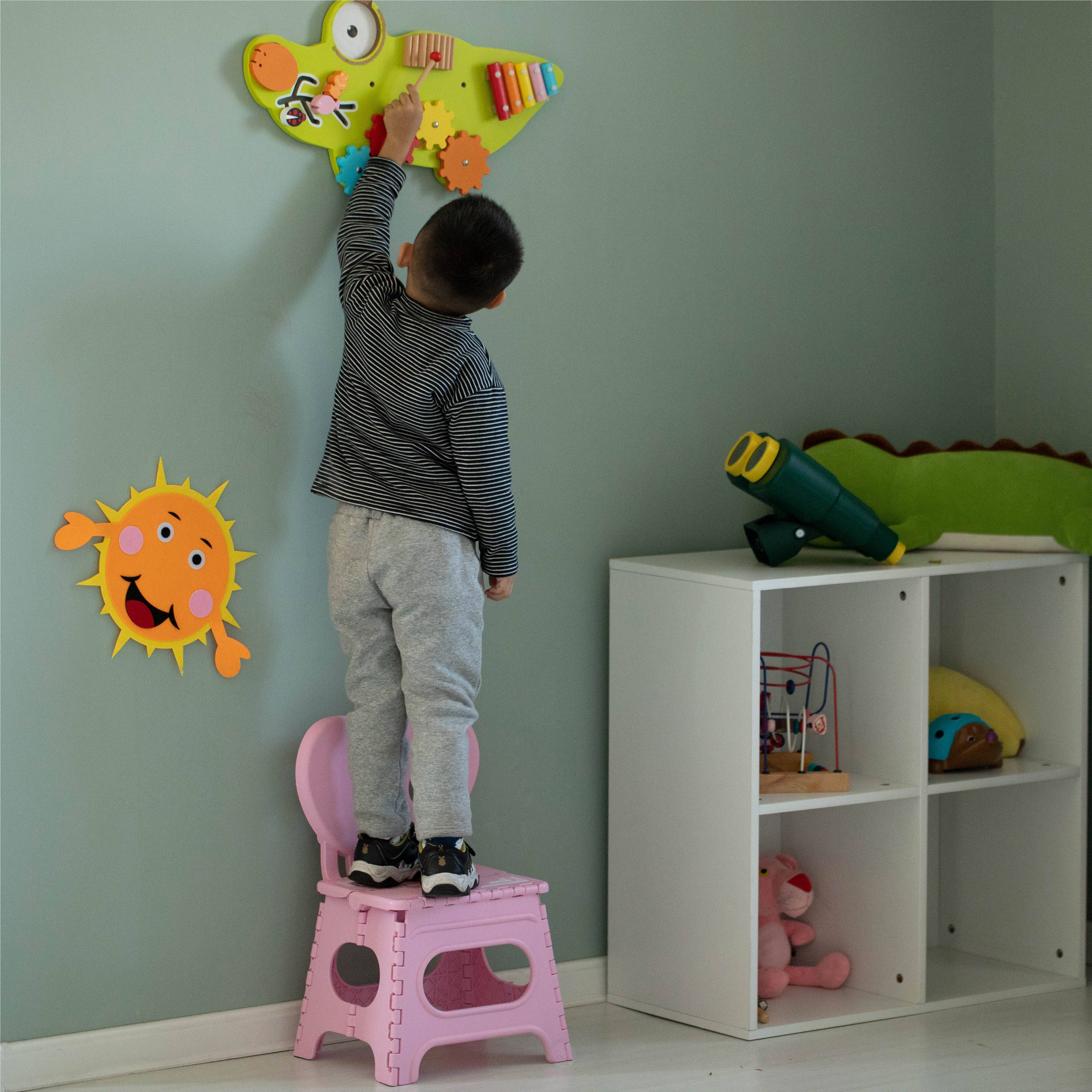 Quickway Imports - Wholesale Stool - Foldable Step Stool with Backrest, Kids Stepping Stool,3