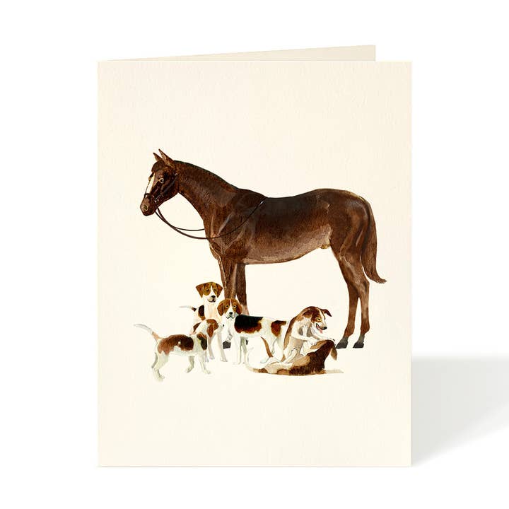 Spring and Beagles -- Horse & Equestrian Card for wholesale by Felix Doolittle