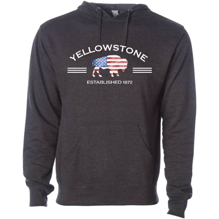 Yellowstone Flag Bison Est. 1872 Design Unisex Hoodie for wholesale by Stryder Gear