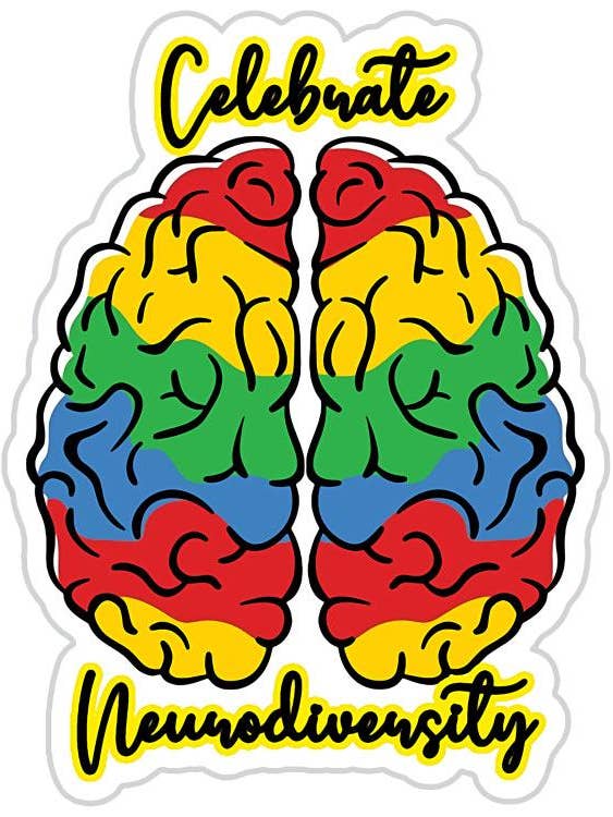 Celebrate Neurodiversity Autism Brain Sticker for wholesale by Fabdaz