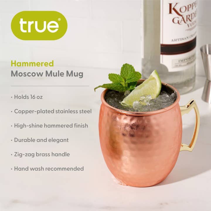 TRUE - Wholesale Cocktail/Liquor Glass - Moscow Mule 16 oz Hammered Copper Plated Mug4