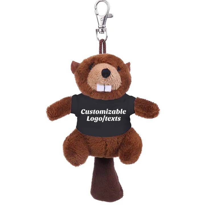 Peluche de Castor Pequeño de 4" con Llavero y Camisetas Personalizables para venta al por mayor de Plushland