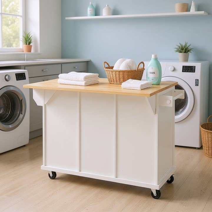 HOMYCASA DESIGN INC - Wholesale Kitchen Storage/Organizer - Commercial Kitchen Cart Rolling Storage Islandwith Drop Leaf6