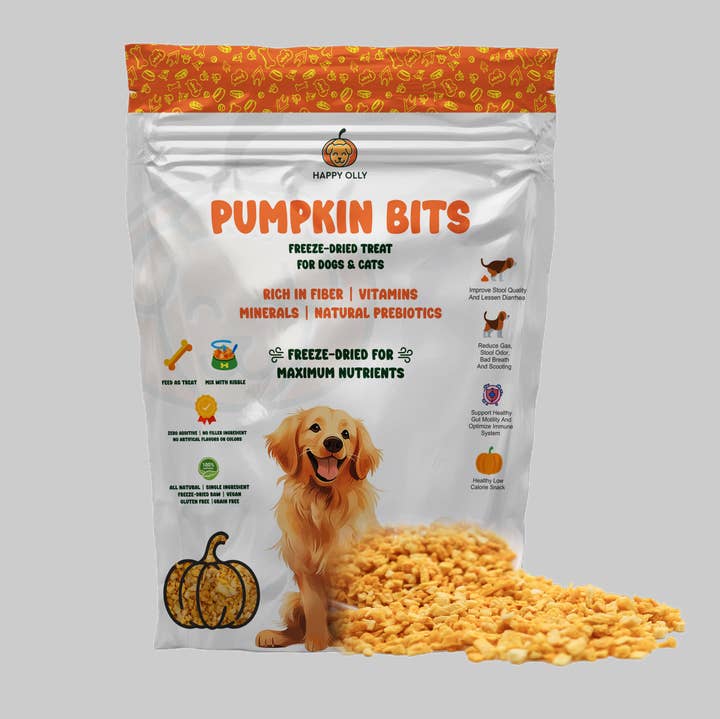 Happy Olly - Wholesale Pet Treats - Dog - Happy Olly Freeze Dried Pumpkin- Single Ingredient Dog Treat0