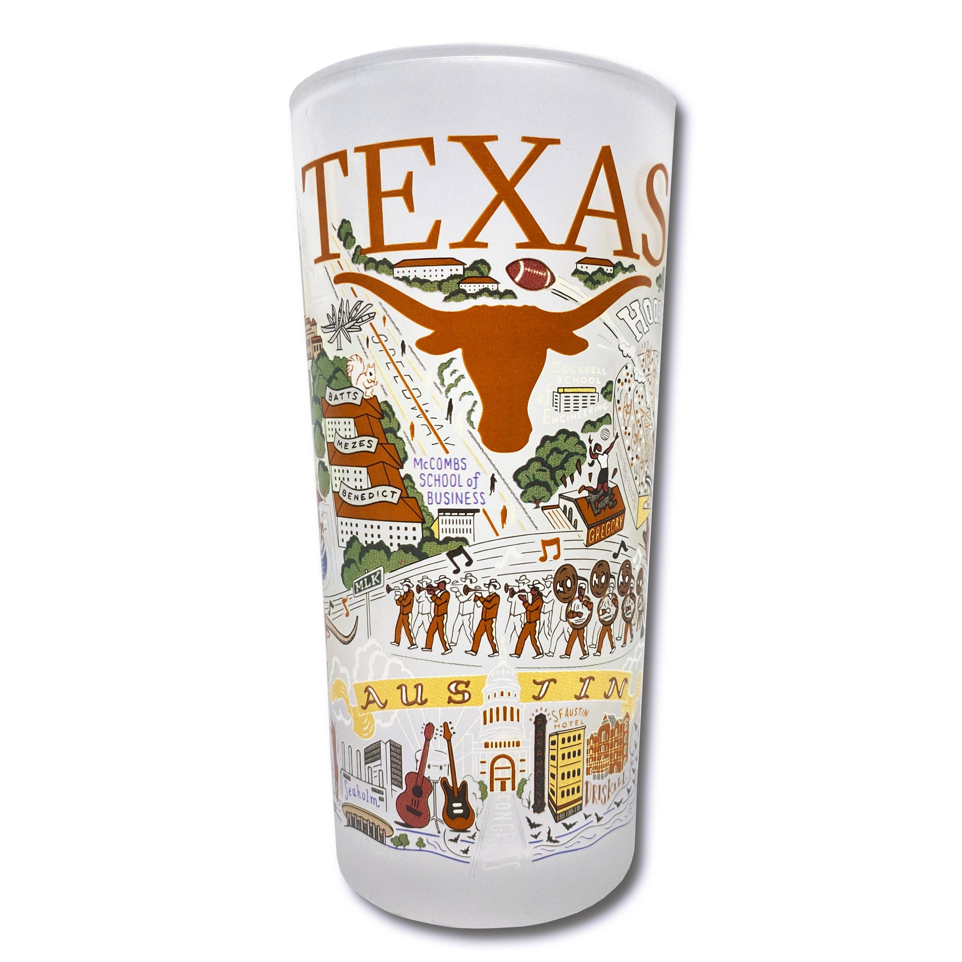 catstudio - Wholesale Drinking Glass/Cup - University of Texas Collegiate Drinking Glass0