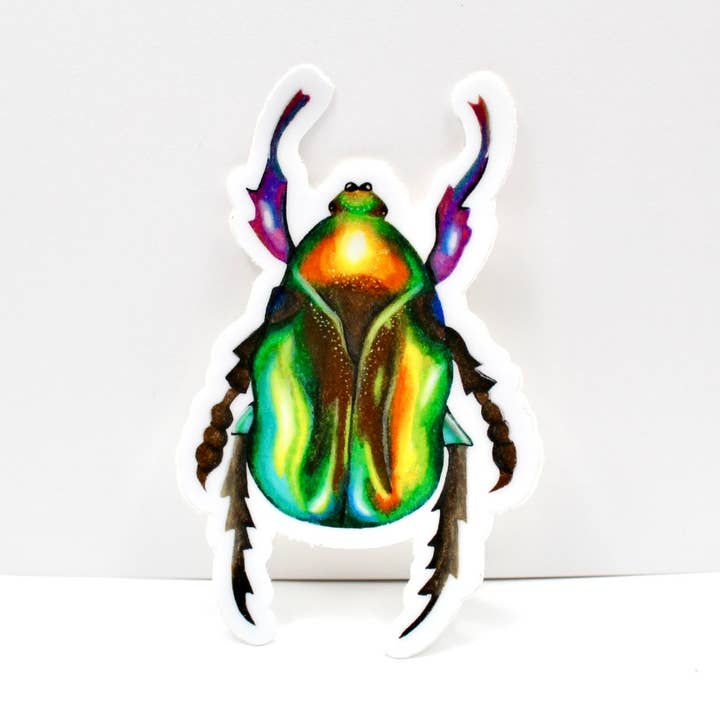 Oliepastel Kever Sticker voor wholesale door Crowded Cat Studio