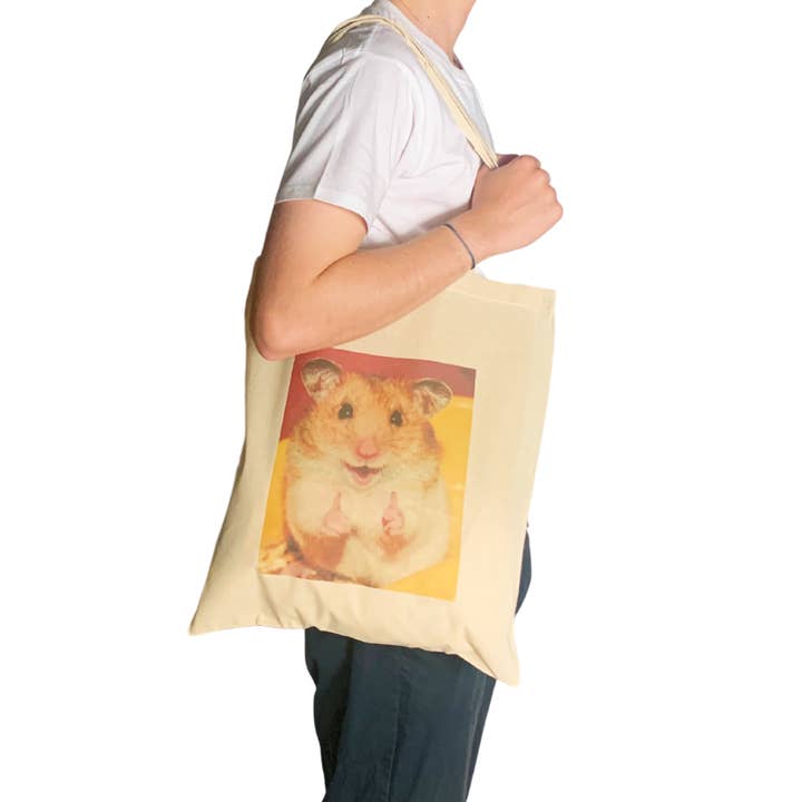 ZZZEBRAAA LIMITED – wholesale Tote bag – Unisex – Hamster Thumbs Up Funny Meme Tote Bag1