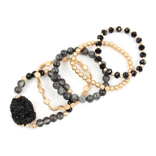 Love and Repeat - Wholesale Jewelry Set - DRUZY CHARM MIXED BRACELET SET1