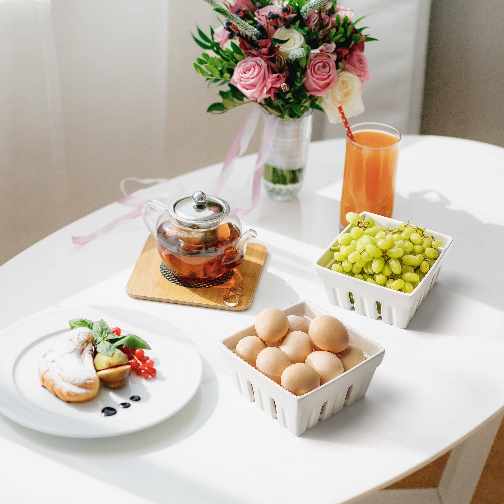 MIAMIO – Großhandel Früchtekorb – Keramik Beerenkorb 2er Set6