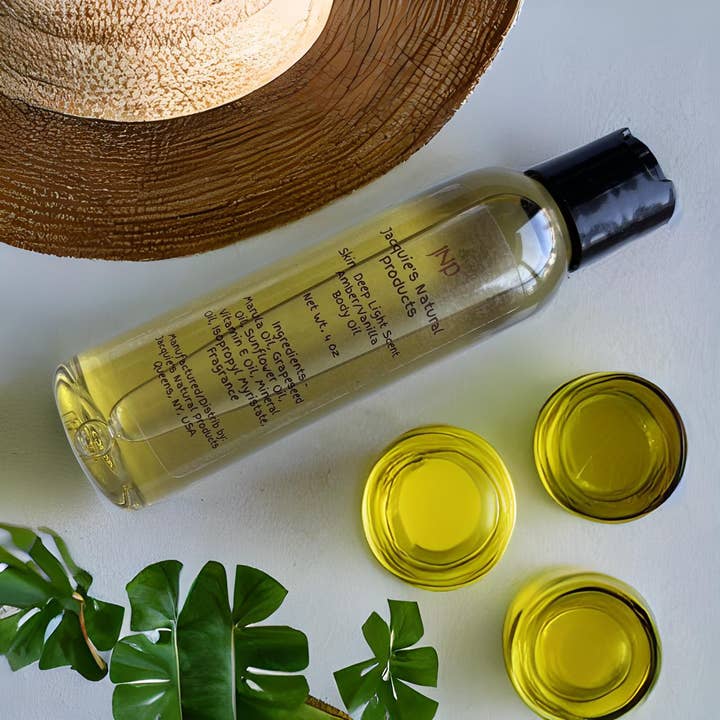 Luxury Body Oil Amber Vanilla 4 oz for wholesale by JACQUIE’S Natural Products