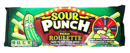 Royal Wholesale - Wholesale Gummy - Sour Punch King Size Tray Pickle Roulette 4.5oz 12ct0