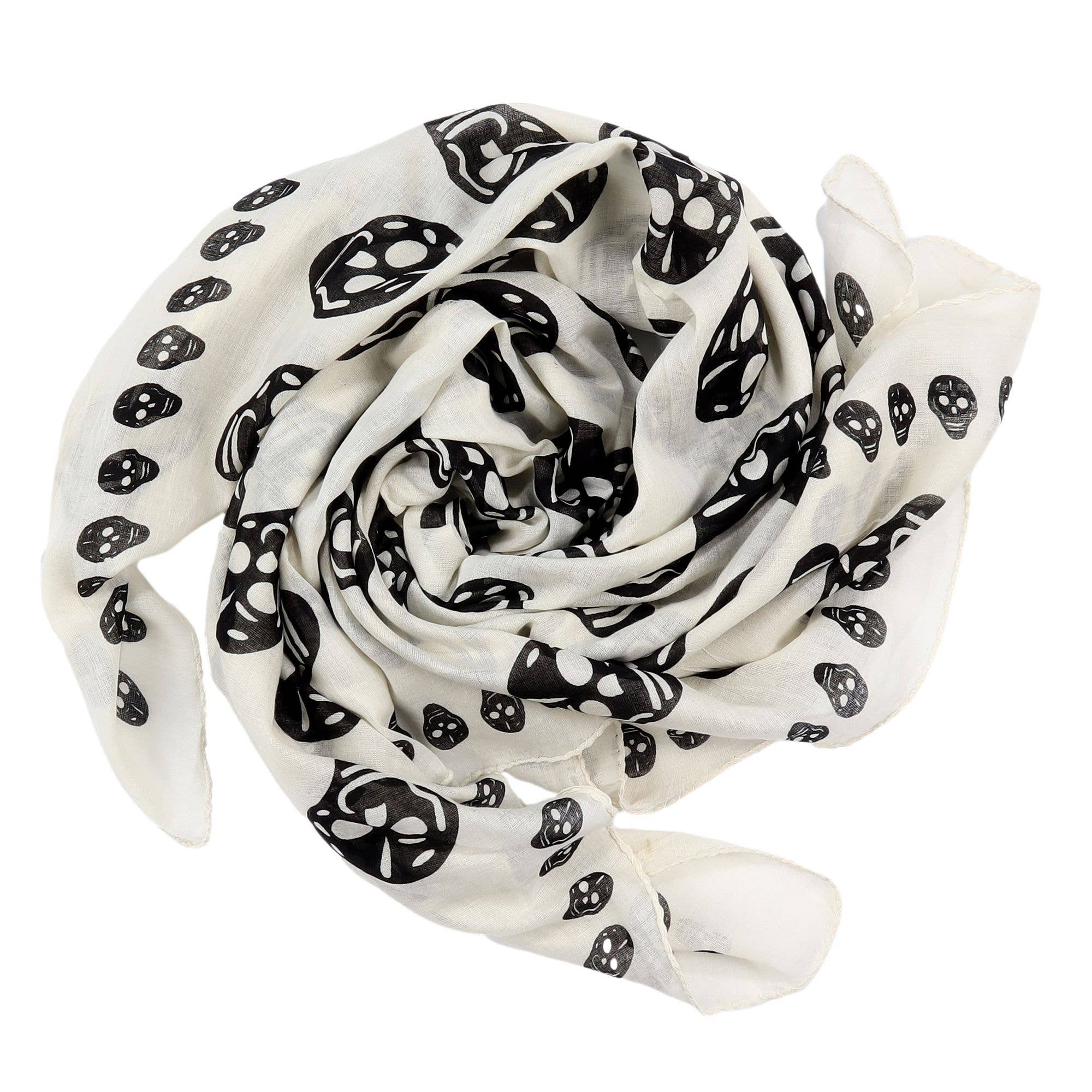 Tribal Trade GmbH - Wholesale Scarf - Unisex - Cotton Cloth Skulls White Black Square Scarf1