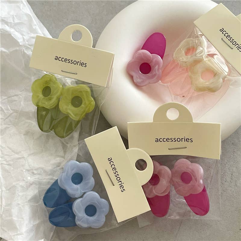 Tourtiwi - Wholesale Hair Clip - Kids - Two-Pack of Cute Colorful Flower Duckbill Clips6