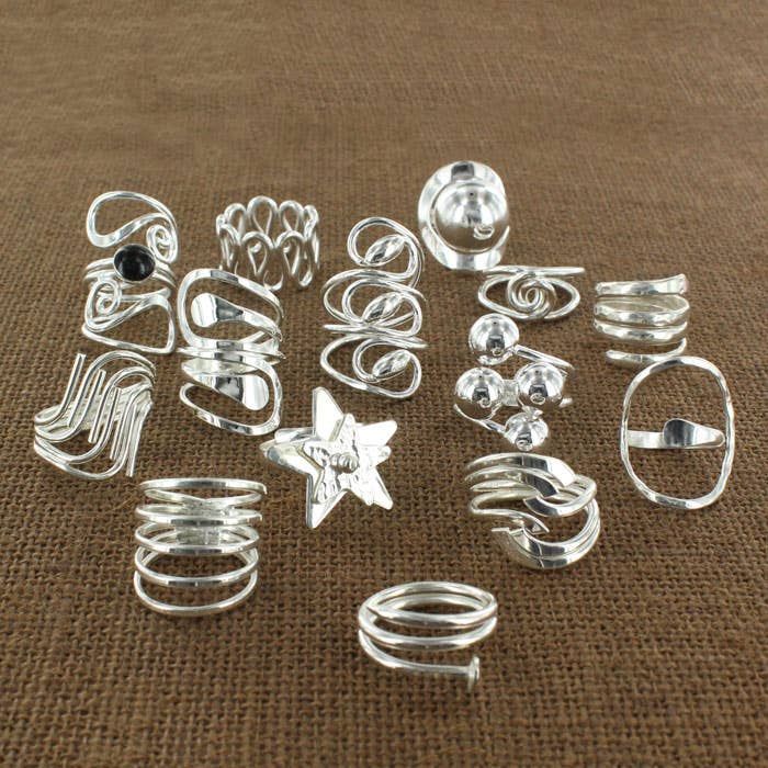 6 verschiedene versilberte Ringe für den Großhandel von Sadie Green's Jewelry