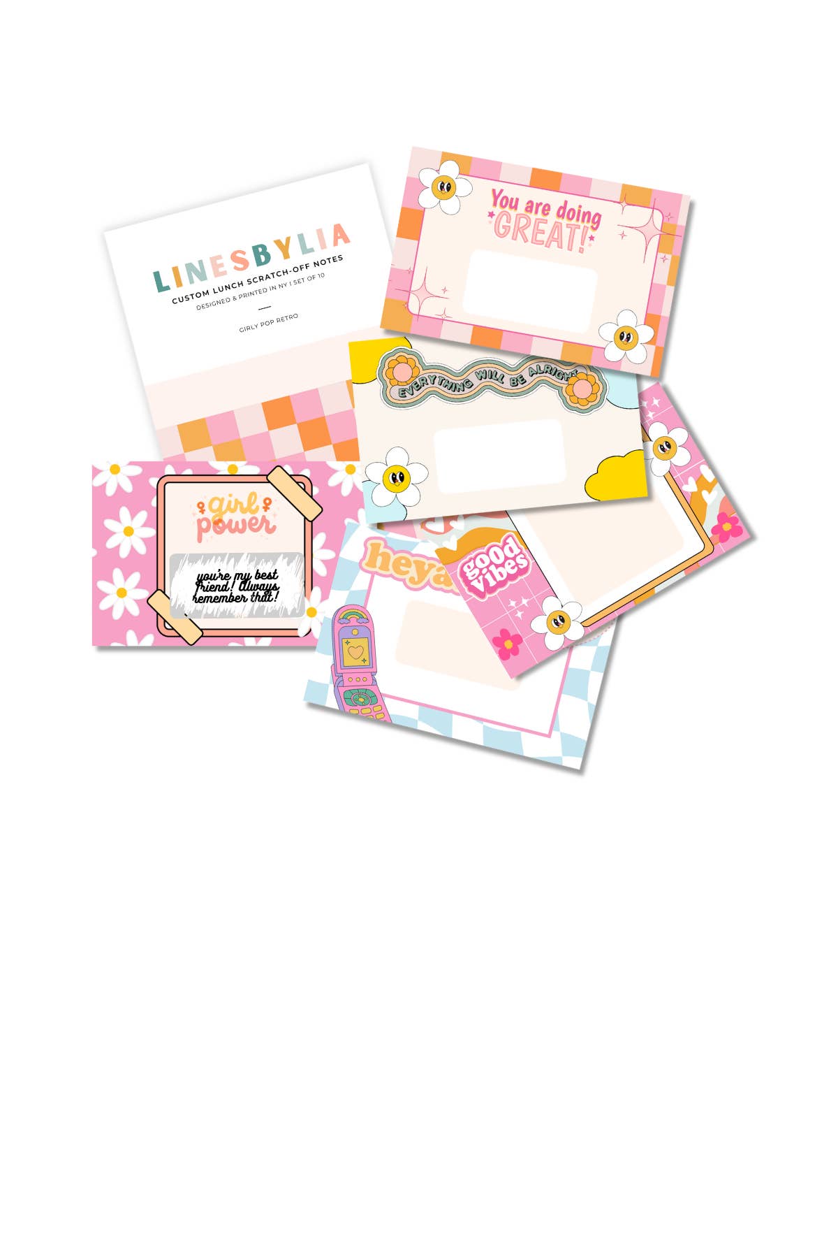 Paper Giggles - Wholesale Stationery/notecard set - Girly Pop Retro Scratch-off Lunchbox Note Cards