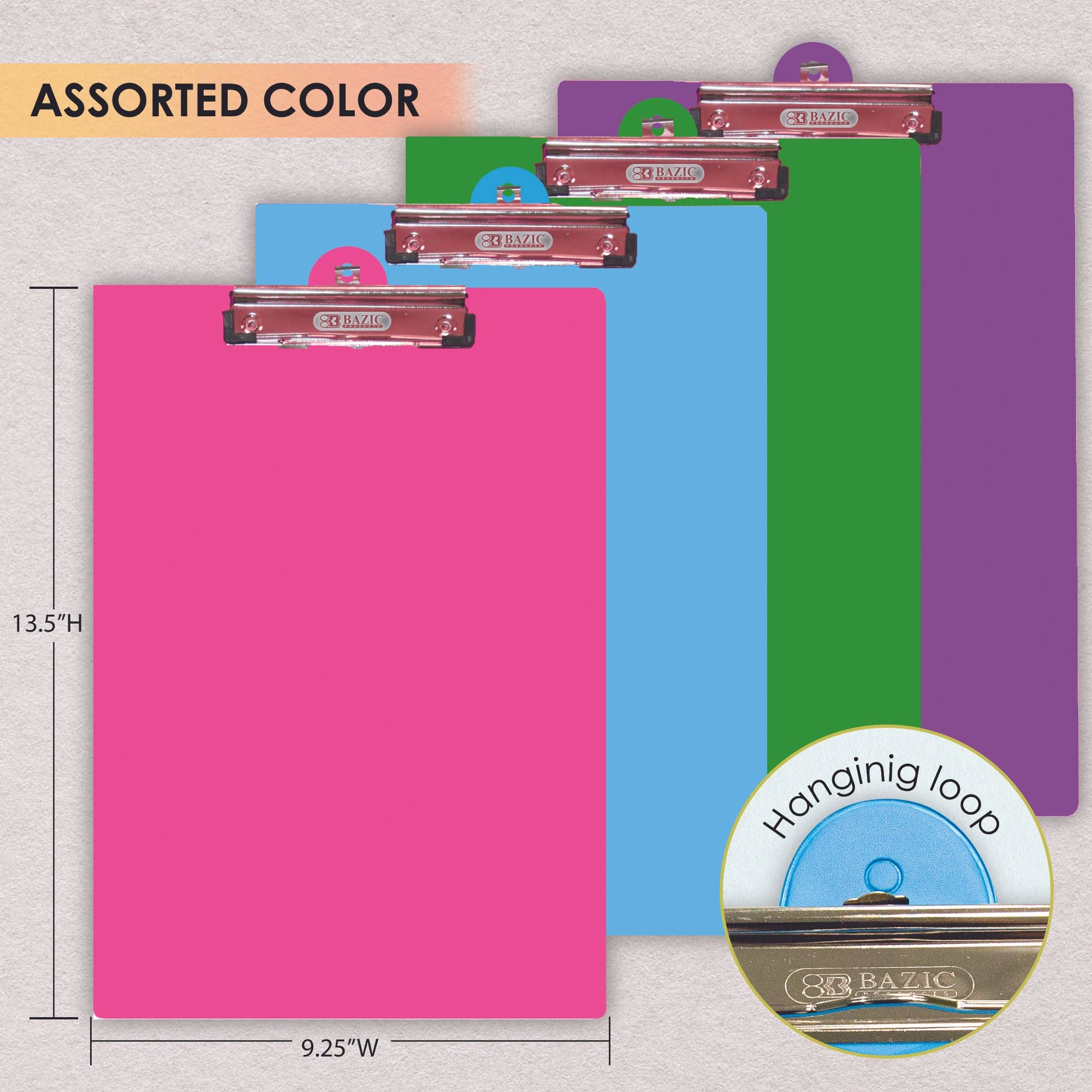 Luna Office Supply -  Everyday Essential - Venta al por mayor Portapapeles - Portapapeles estándar de PVC en colores brillantes con clip perfil bajo3