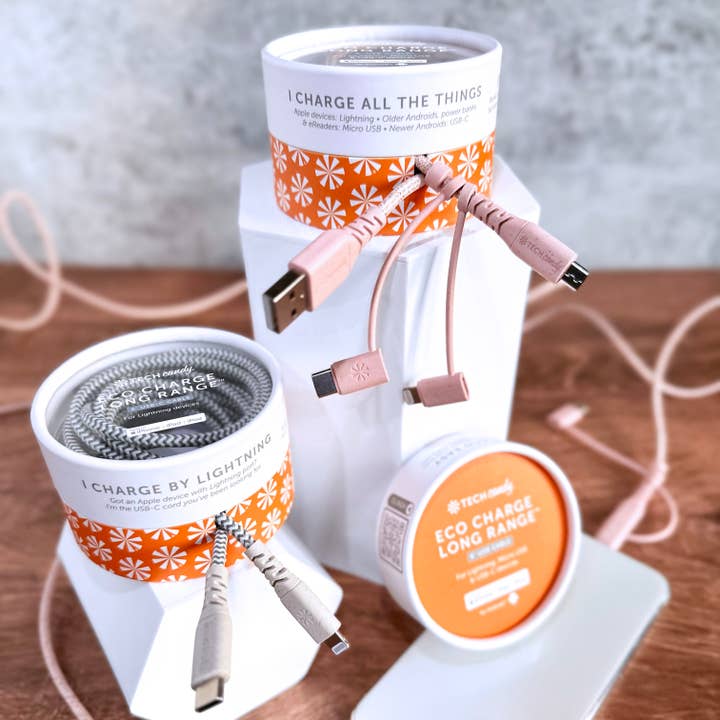 Tech Candy - Wholesale Charging Cable - ECO CHARGE LONG RANGE™ 6' WOVEN USB-C CABLE