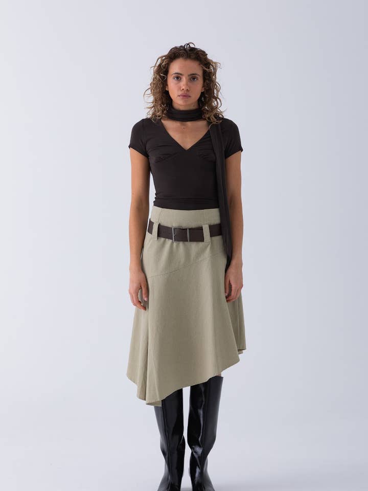 Ayla Scarf Wrap Top - Brown for wholesale by Style Addict