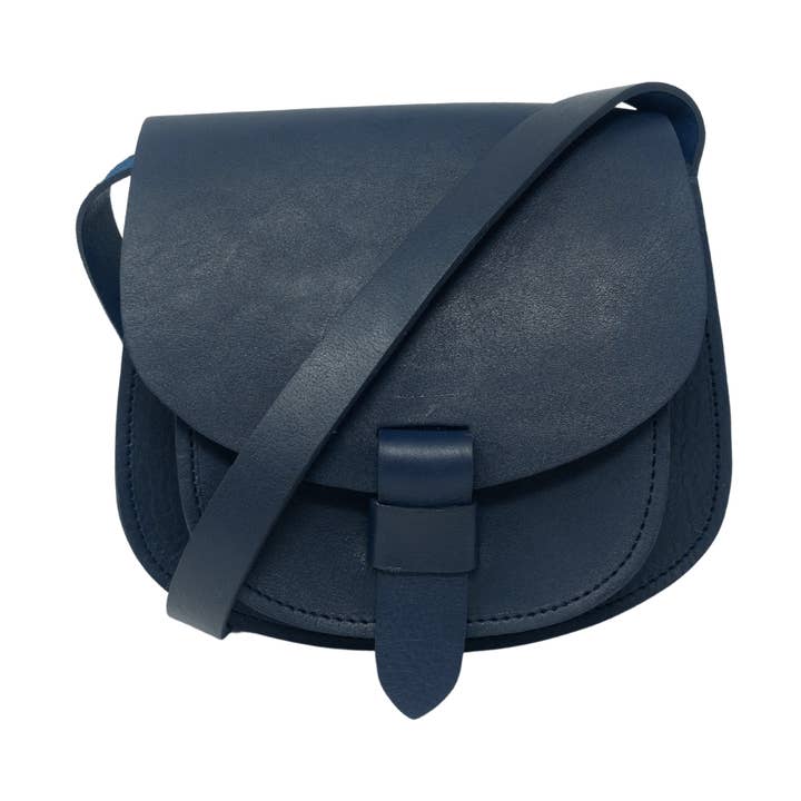 Saco de Alforje em Pele Azul Maya por atacado de Artisan Stories