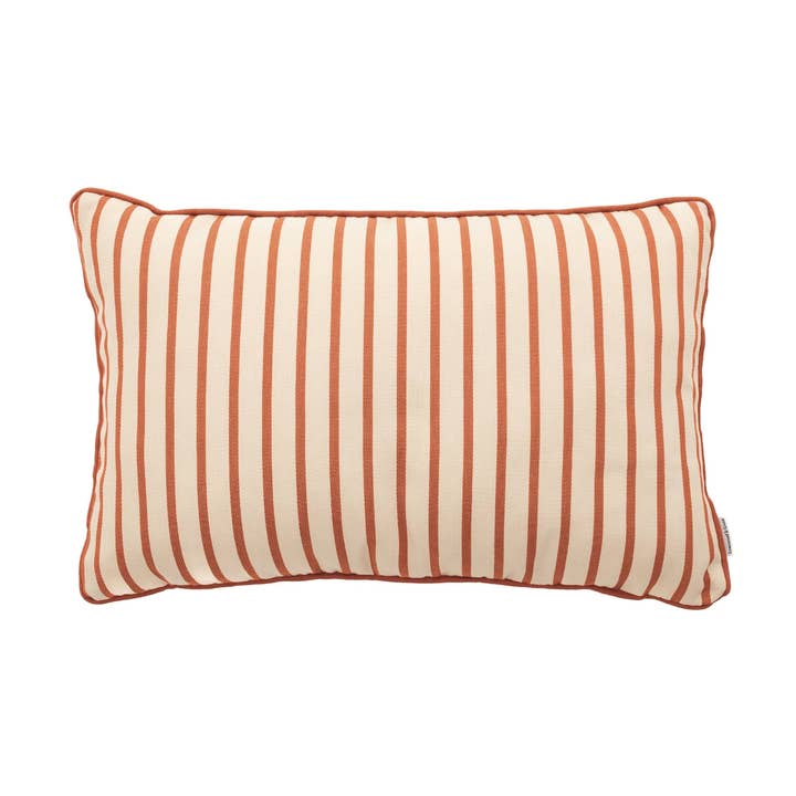 Terracotta Stripe Oblong Piped Woven Outdoor Cushion for wholesale by Hines of Oxford