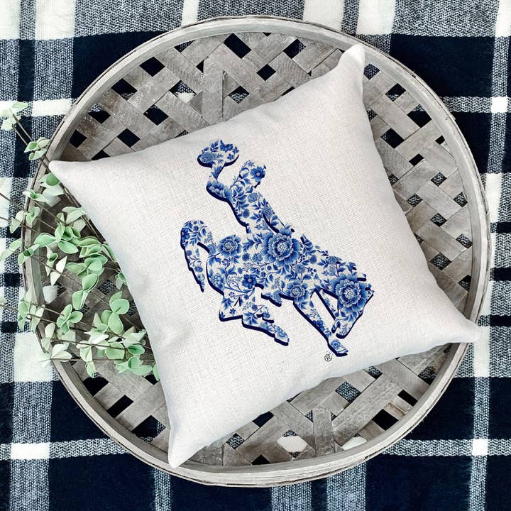 Blue Chinoiserie Steamboat Pillow for wholesale by This Joyful Home