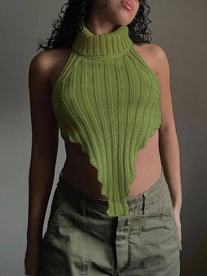MB Fashion Wholesale - Wholesale Knit Top - Women's - MB FASHION Ribbed Halter Turtleneck Knit Top 9805AT