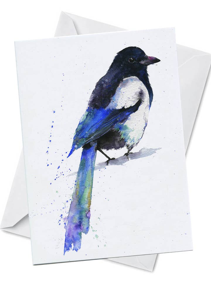 Tarjeta de Felicitación - Urraca - Pájaro Acuarela Colorido para venta al por mayor de Oladesign