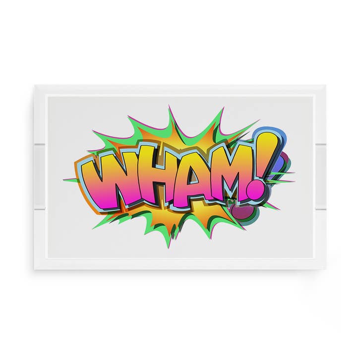 Wham Yellow Pink Graffiti Street Art Acrylic Rectangle Decorative Tray for wholesale by Nicolette Mayer Collection