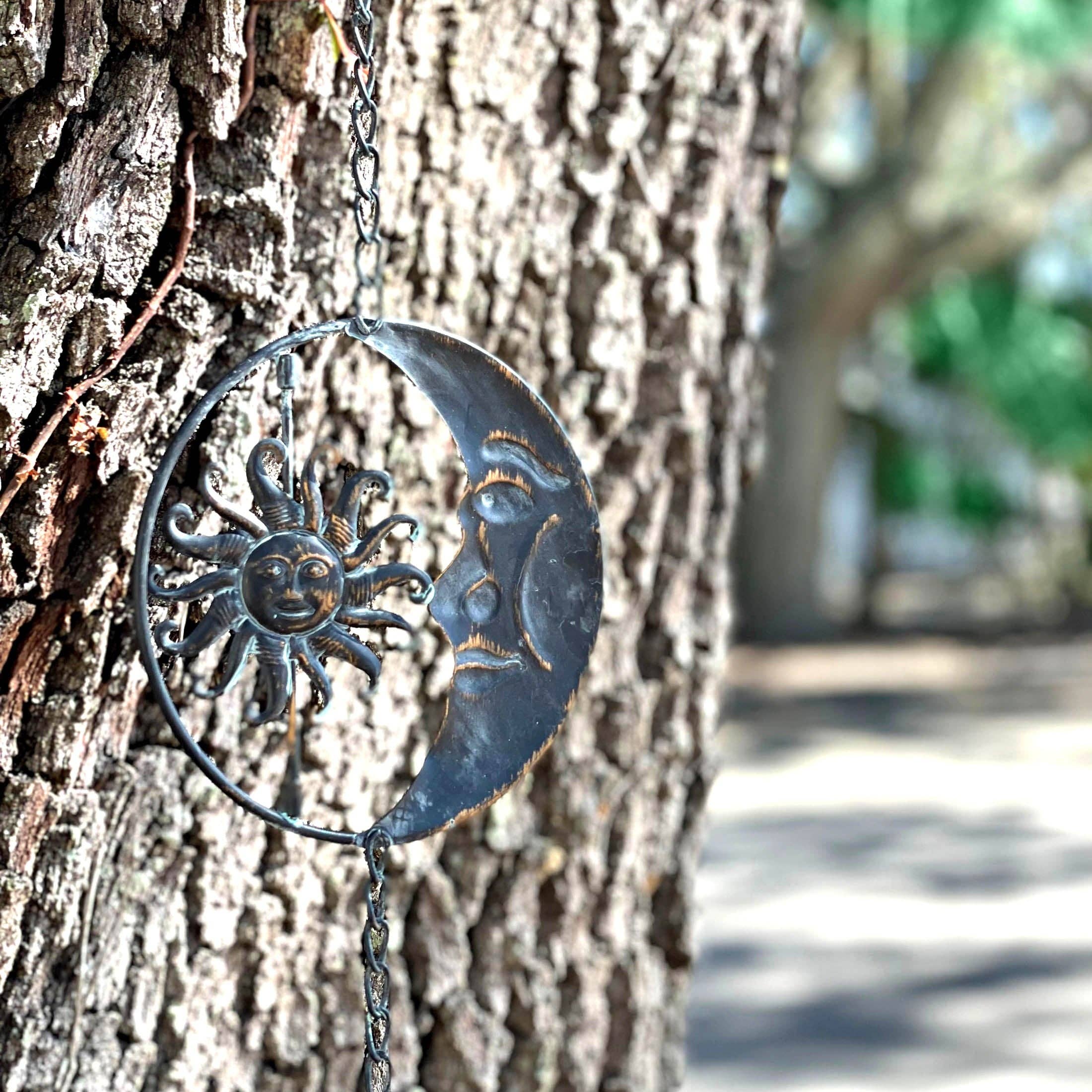 Zeckos - Wholesale Outdoor Ornament/Decor - 80-Inch Metal Rain Chain with Celestial Crescent Moon & Sun5