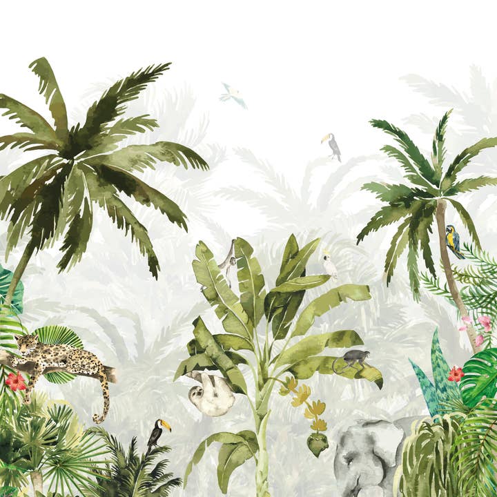 Carta da parati Jungle - INTO THE JUNGLE - Carta da parati per bambini per la vendita all'ingrosso da parte di Walloha