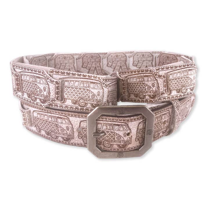 PEACE BUS-FULL GRAIN LEATHER BELT for wholesale by TODD BLOOM