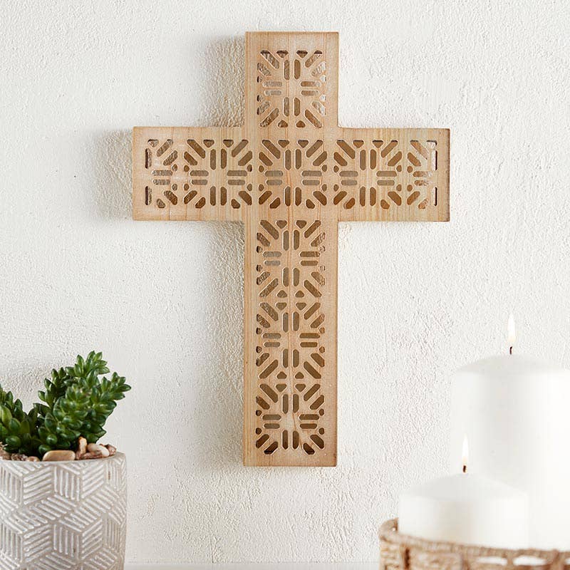 Faithworks by Creative Brands - Wholesale Wall Cross - Floral Rattan Cross2