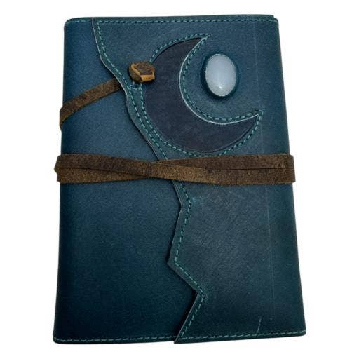 International Gifts Ltd. - Wholesale Journal/Diary - Zenn Blue Color Buff Leather Moon Design Moon Stone Str-0540