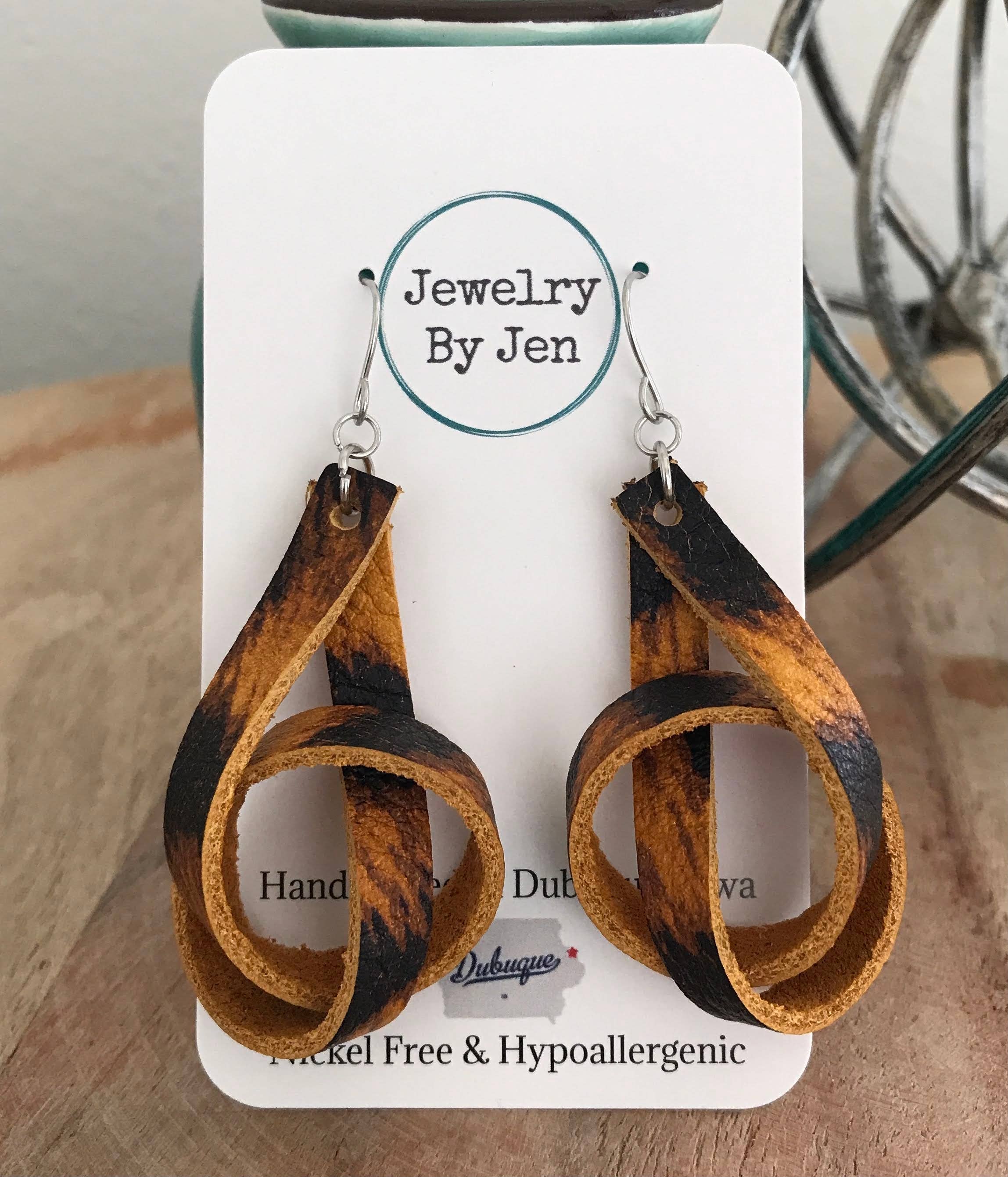 Jewelry By Jen - Wholesale Dangle Earrings - *CLEARANCE* Knot: Mustard Leopard0