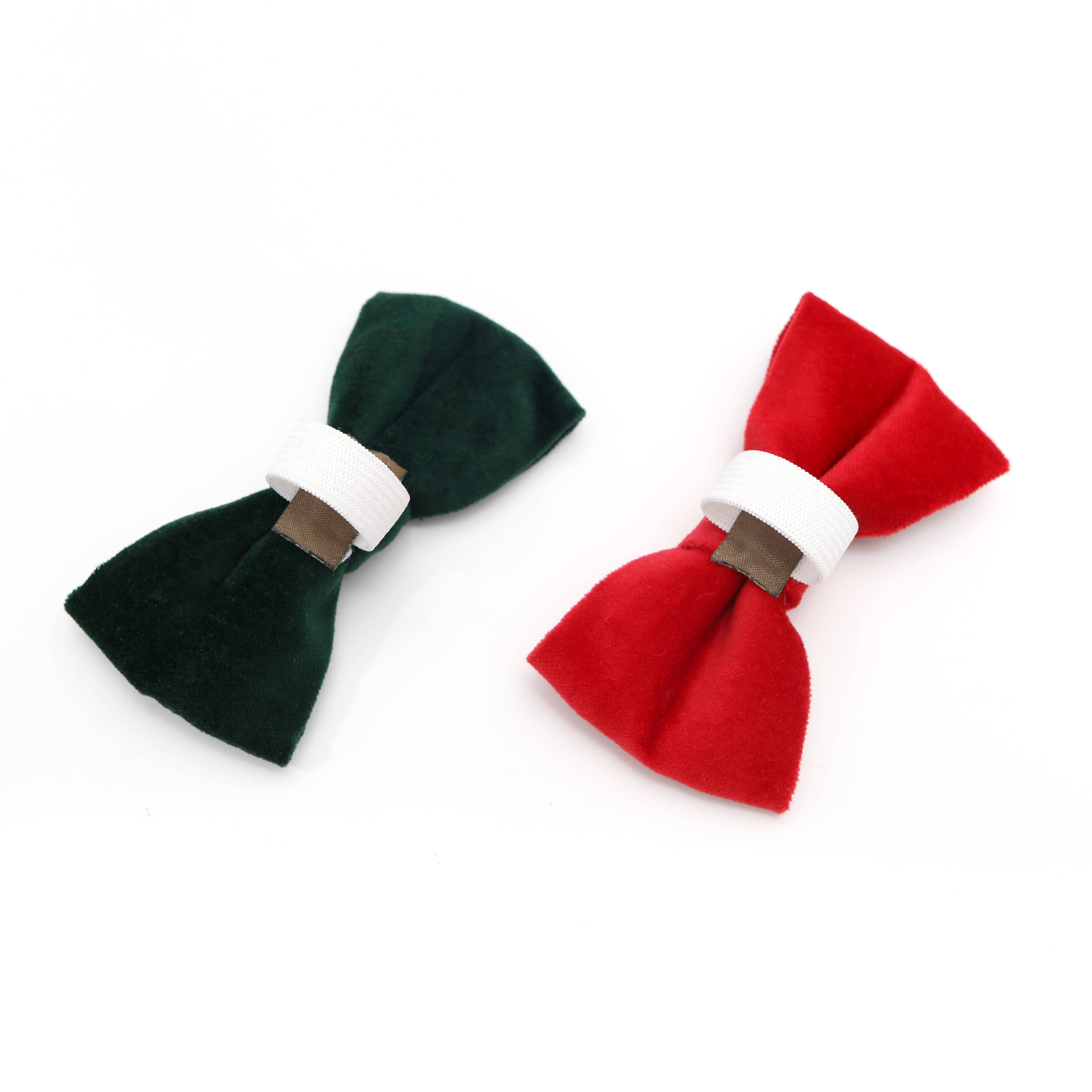 Mimi Green - Wholesale Vlinderdas - Hond - Kerst Velours Hondenhalsband Vlinderdas in Rood en Groen3