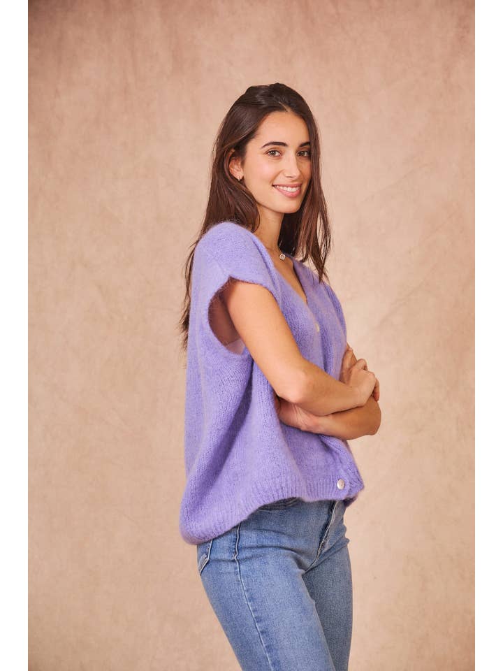 Calie Paris - Wholesale Knit Sweater - Women's - Kid Mohair Sleeveless Cardigan11