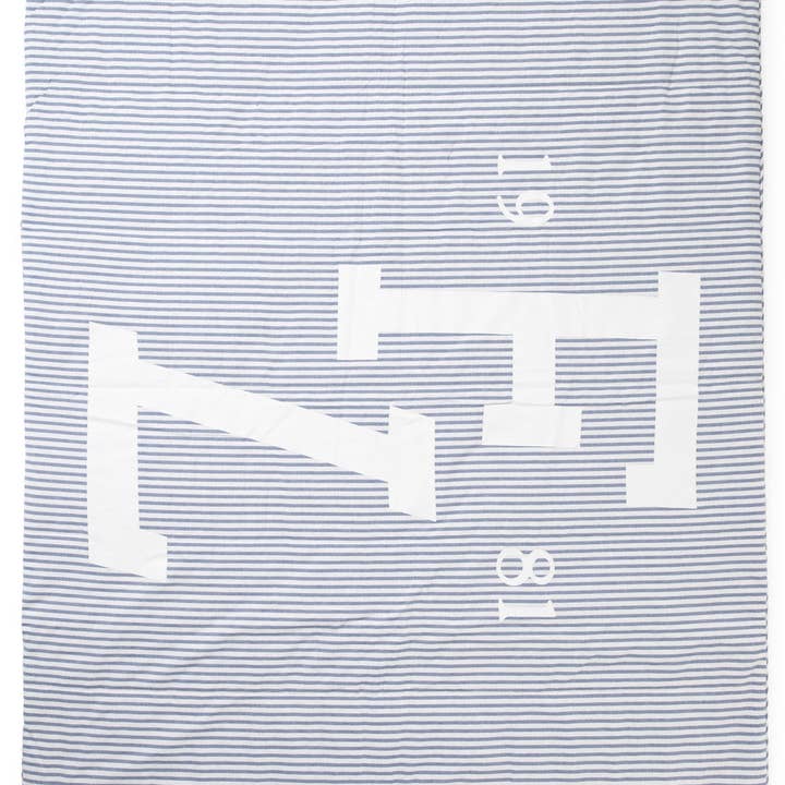 Plaid trapuntato in lino a righe con logo per la vendita all'ingrosso da parte di Four Leaves