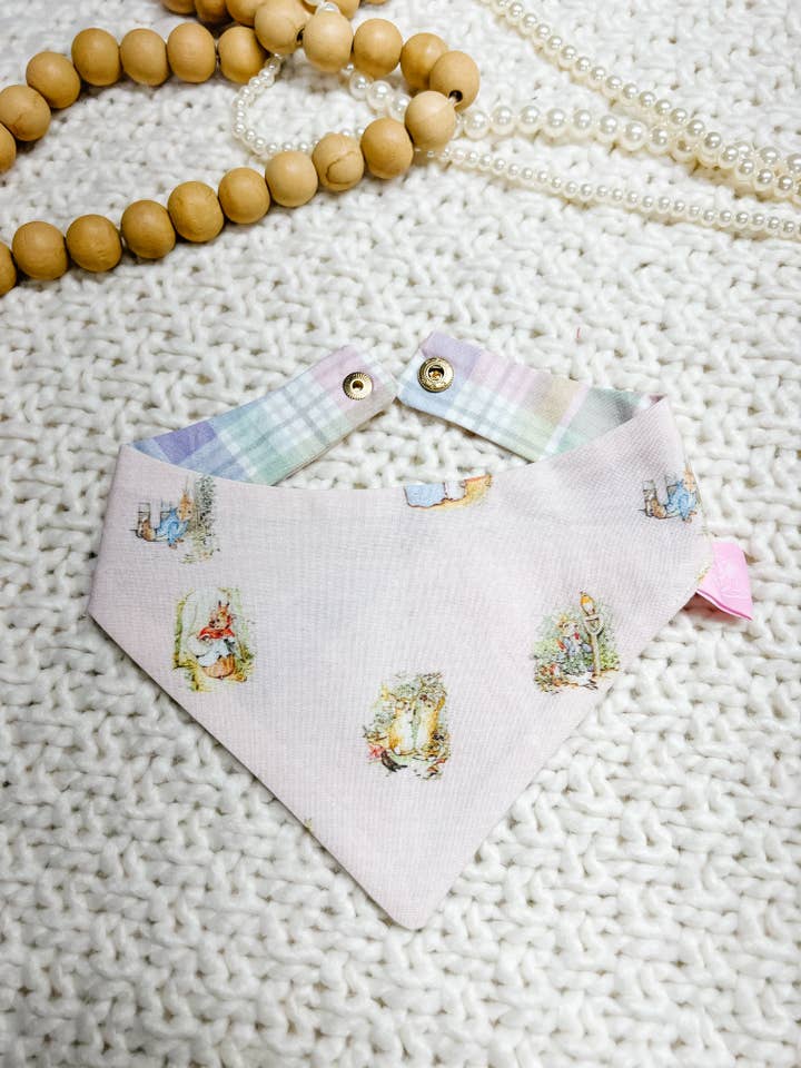 Rabbit Bunny Reversible Dog Bandana, Metal Snaps Pet Scarf for wholesale by StellaLoo
