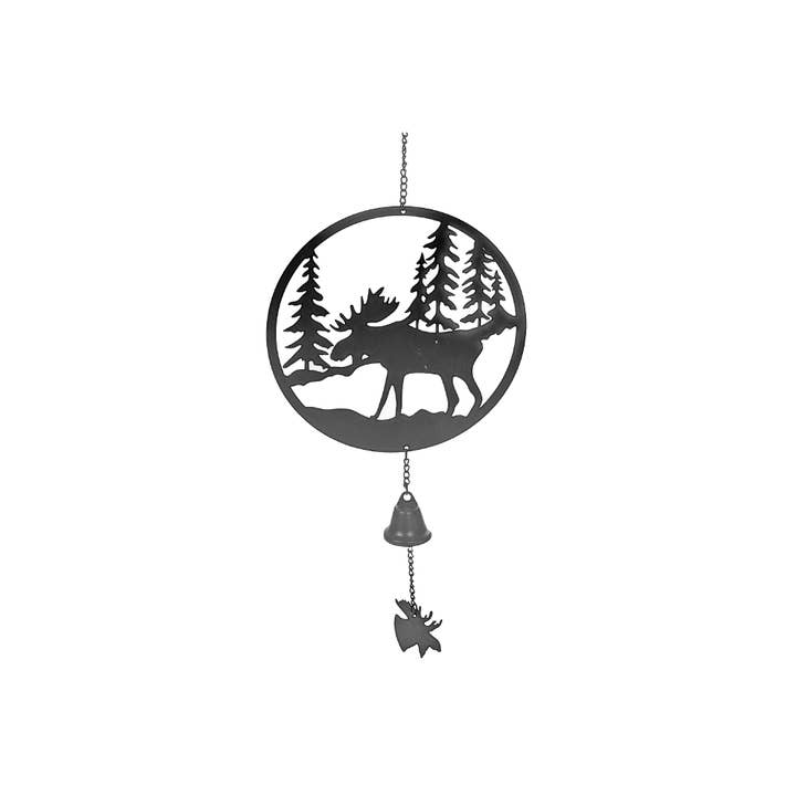 Zwarte Metalen Muurhanger Met Bel Eland Bos voor wholesale door IH Casa Decor