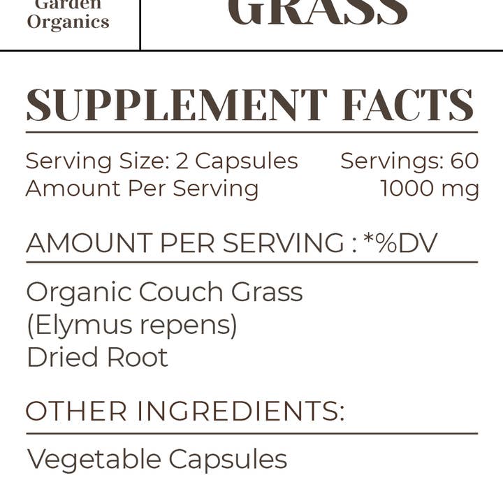 Garden Organics – wholesale Oral supplement/vitamin – Couch Grass Capsules3